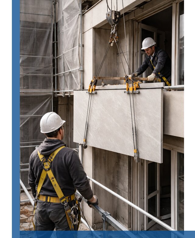 Подъем керамогранита на этаж в Моршанске грузчиками и техникой