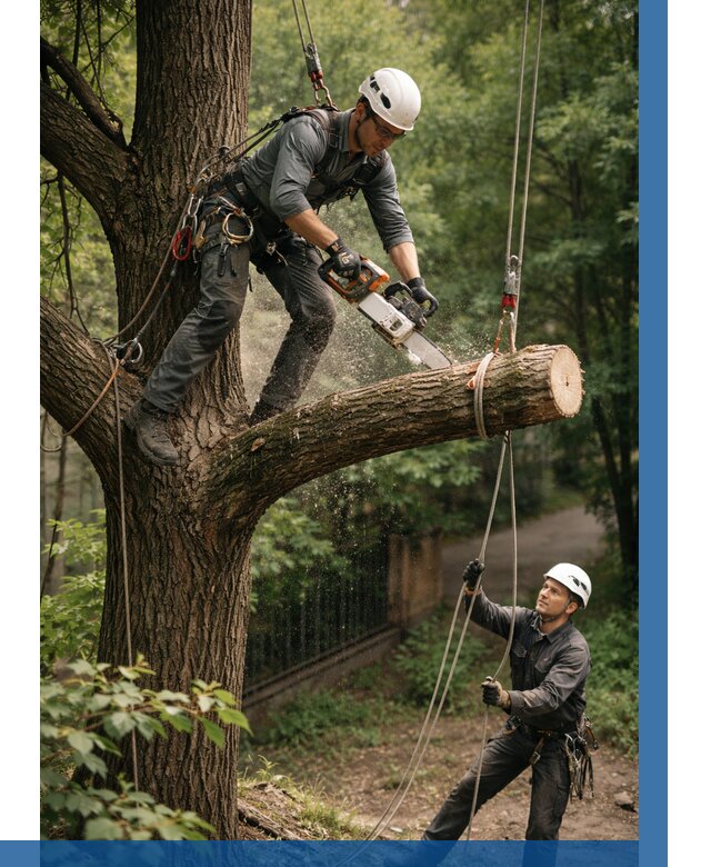 Спил деревьев альпинистами в Моршанске от 8308 р. | ВЫСОТНИК-Мрш