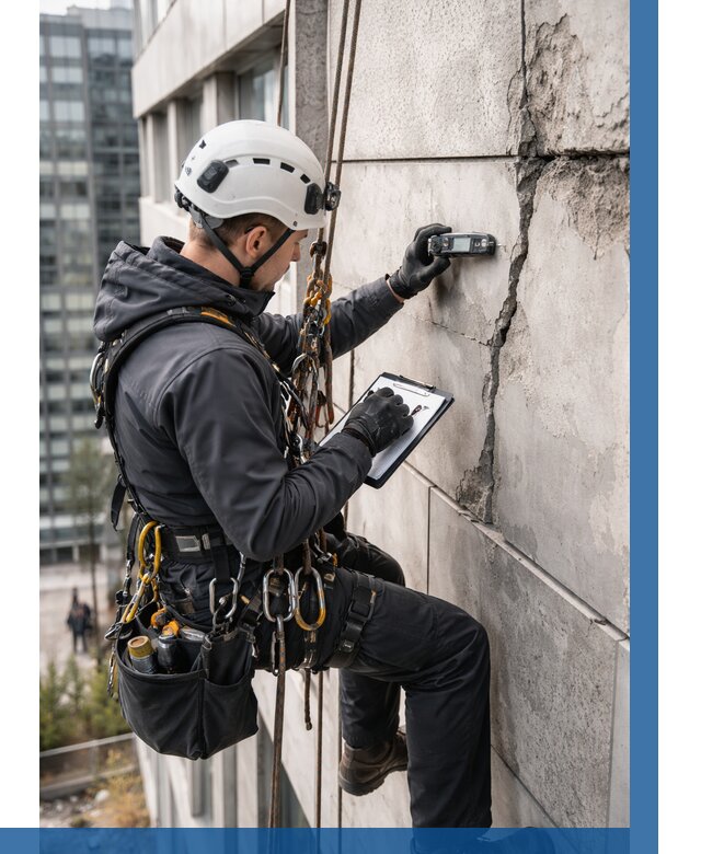 Обследование фасада альпинистами в Моршанске от 125 р. | ВЫСОТНИК-Мрш