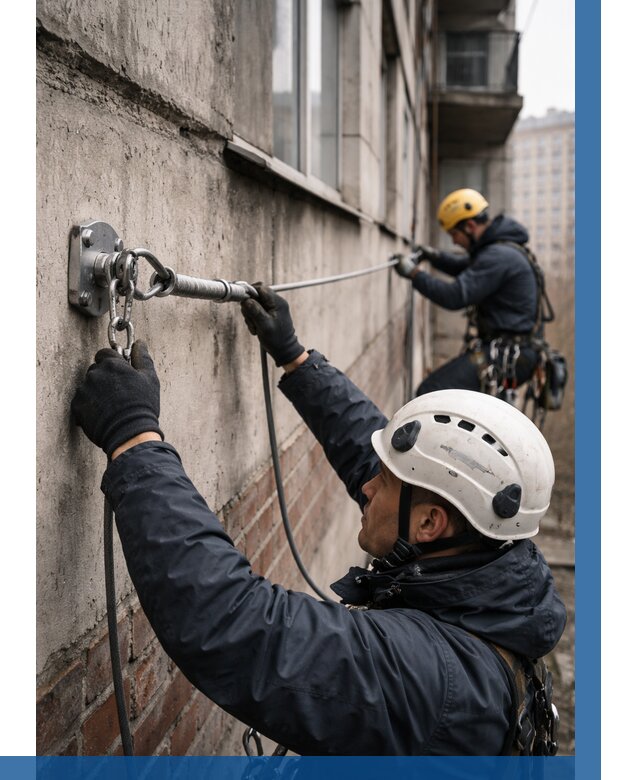 Монтаж анкерных линий в Моршанске от 3116 р. | ВЫСОТНИК-Мрш