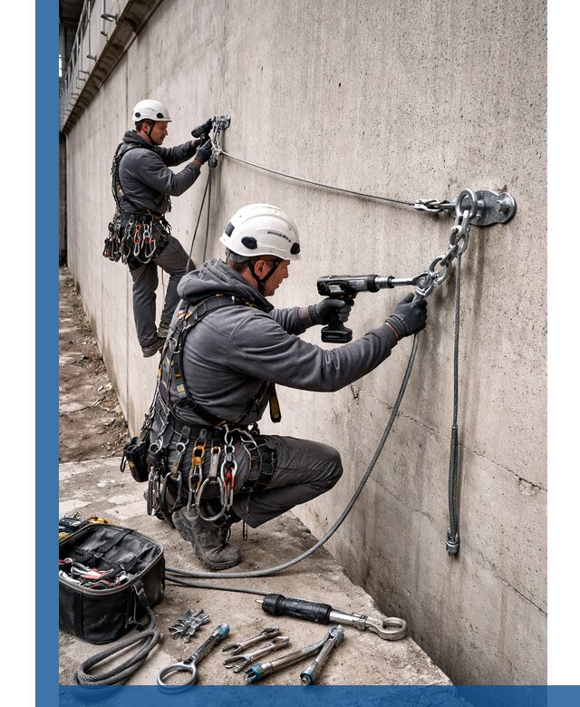 Монтаж анкерных линий высотной безопасности в Моршанске