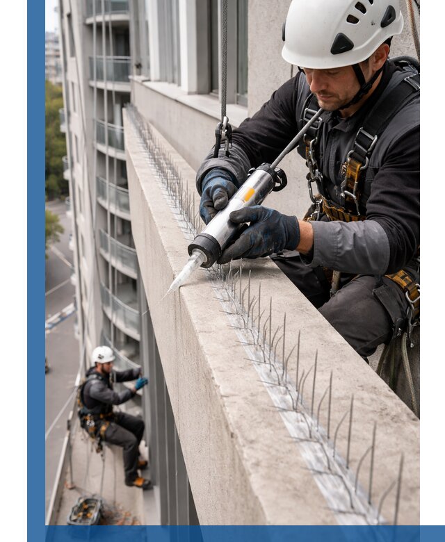 Установка шипов от птиц на фасадах и кровлях в Моршанске